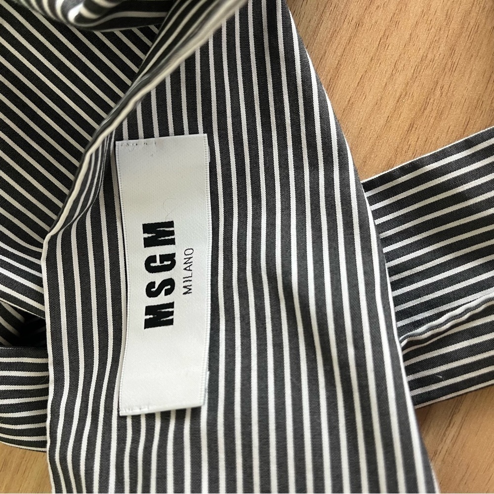 MSGM sz S Red Short Sleeve Tshirt w/ Detachable Bow Tie Tank Top Striped - Picture 5 of 8
